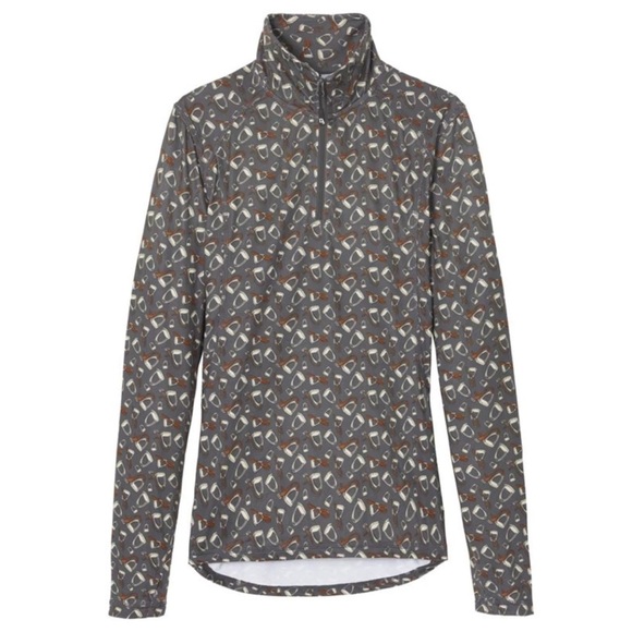 Dover Saddlery Ladies' Cascade Tech Print Quarter-Zip Top Tossed Stirrups XL - Picture 2 of 8